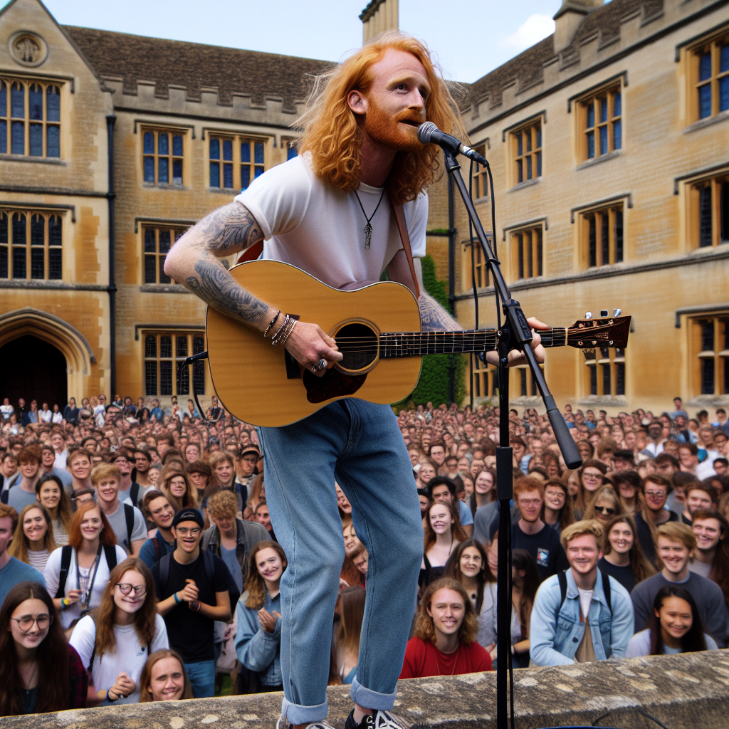 La superstar mondiale Ed Sheeran donne un concert surprise dans une université en Angleterre